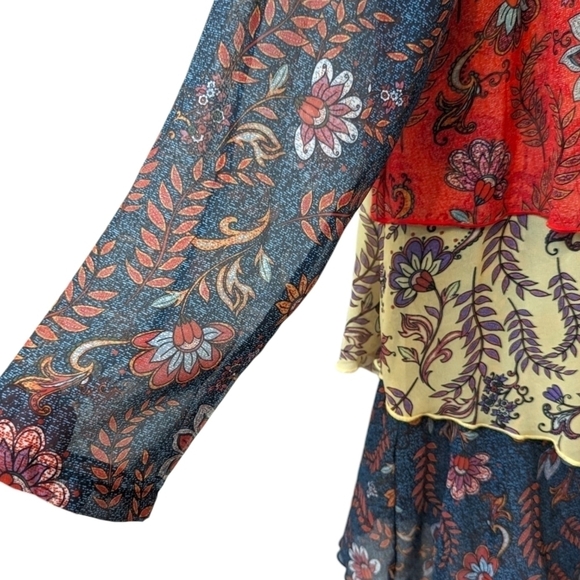 PARIS Hues Floral Layered Lagenlook Boho Lightweight Tunic (S) - Picture 4 of 4